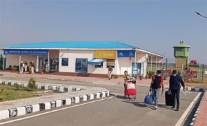 There is still work to be done on the approach road at Adampur airport
